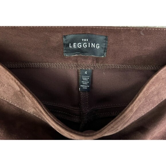 WHBM Genuine Suede & Ponte Knit The Legging  Women's 4  Side Zip Mid-Rise Brown - Picture 7 of 14